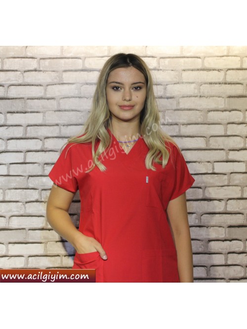 Takım (Cerrahi ) Yaka Kırmızı renk Takım (Cerrahi ) Yaka Kırmızı renk