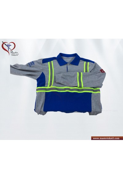 Polo Yaka Reflektörlü Sweatshirt