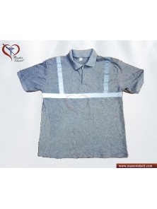 Gri Polo Yaka Reflektörlü Tişört